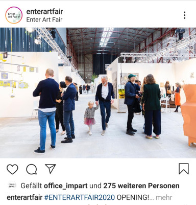 Kunstmesse in Kopenhagen im August 2020: Maskenfreie Zone; Bild Instagram
