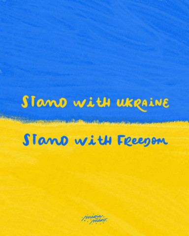 Maria Mano, Stand with Ukraine, freedom and peace; frei via creativesforukraine.com