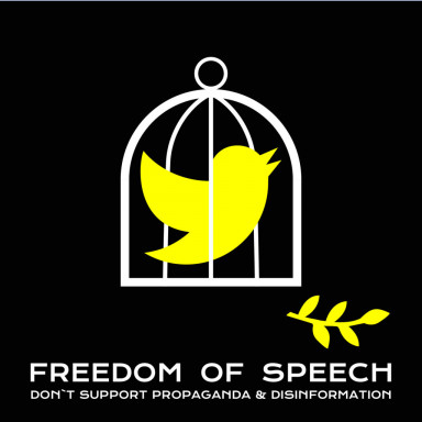 Passt leider aktuell zu vielen Themen; HINKU Mainostoimisto "Freedom of Speech", frei via creativesforukraine.com