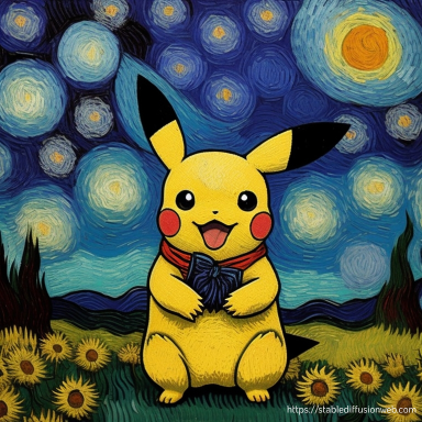 Pikachu im van Gogh-Stil mit KI