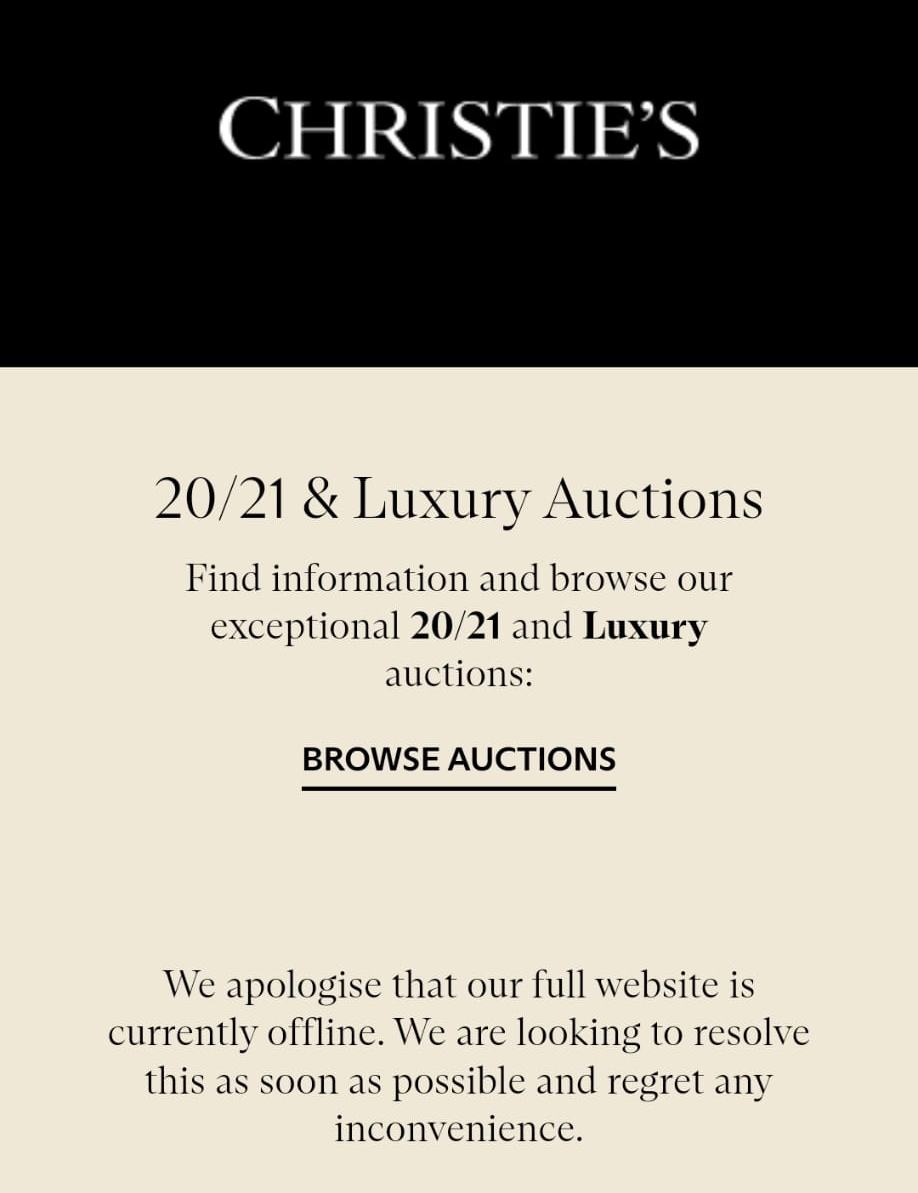 Christie's website down due to hackers' attack