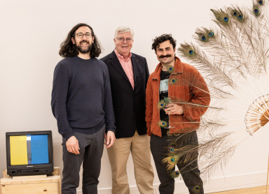 Anas Kahal und Majd Suliman - Artists in Exile mit Stephan Zilkens bei der Vernissage in Köln: Photo Patric Prager
